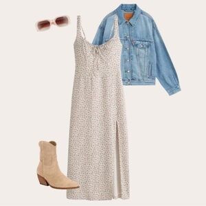 ABERCROMBIE & FITCH - Corset style lace up midi dress size Medium Petite